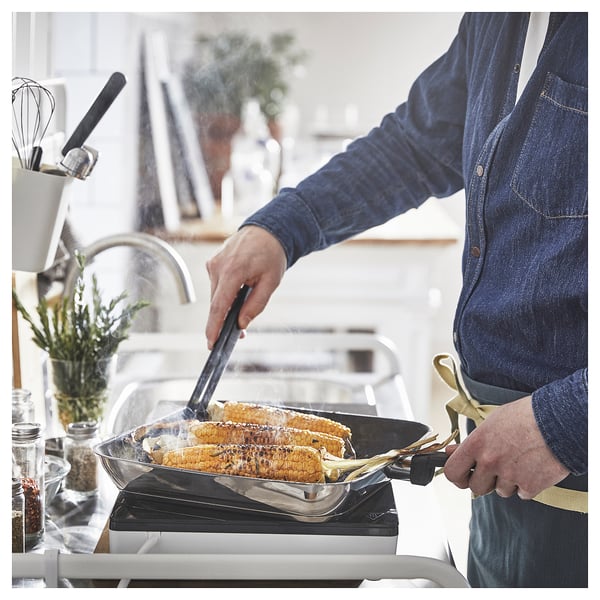 MIDDAGSMAT grill pan, non-stick coating/stainless steel, 28x28 cm