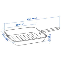 MIDDAGSMAT - Grill pan, non-stick coating/stainless steel, 28x28 cm