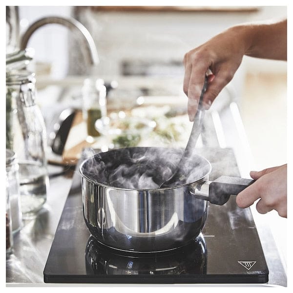 Ikea MIDDAGSMAT - Saucepan with lid, non-stick coating clear glass/stainless steel, 2 l