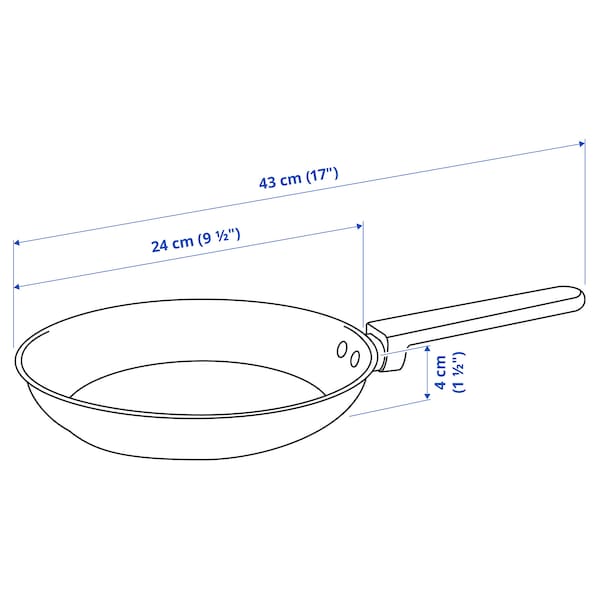 MIDDAGSMAT - Frying pan, non-stick coating/stainless steel, 24 cm