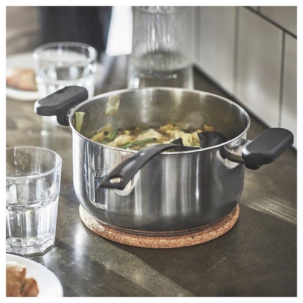 MIDDAGSMAT - MIDDAGSMAT Pot with lid, clear glass/stainless steel, 3 l