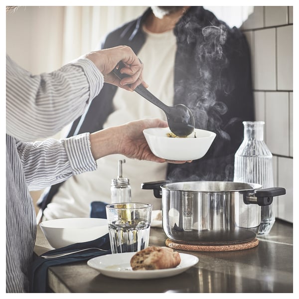 MIDDAGSMAT - MIDDAGSMAT Pot with lid, clear glass/stainless steel, 3 l