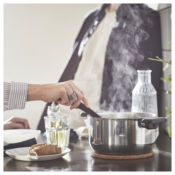 MIDDAGSMAT - MIDDAGSMAT Pot with lid, clear glass/stainless steel, 3 l