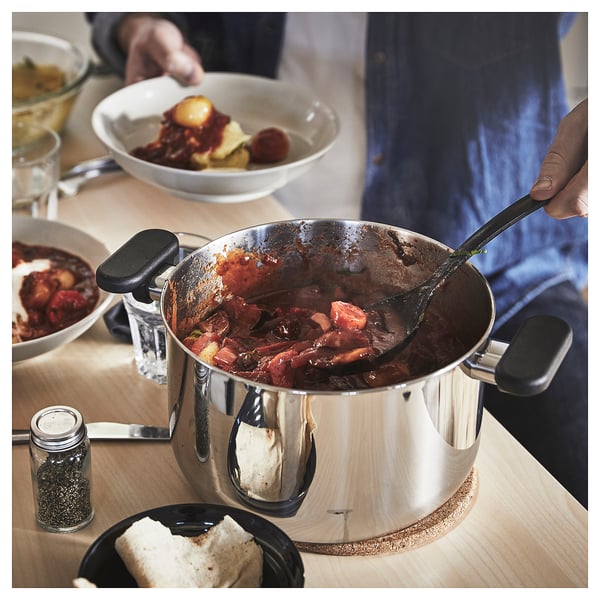 MIDDAGSMAT - MIDDAGSMAT Pot with lid, clear glass/stainless steel, 5 l
