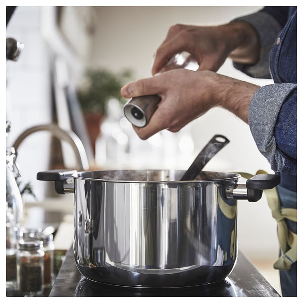 MIDDAGSMAT - MIDDAGSMAT Pot with lid, clear glass/stainless steel, 5 l