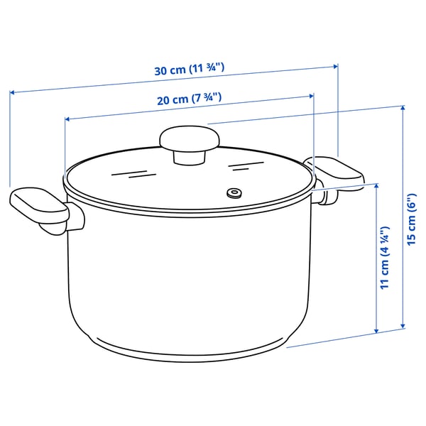 MIDDAGSMAT - MIDDAGSMAT Pot with lid, clear glass/stainless steel, 3 l
