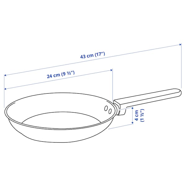 MIDDAGSMAT - Frying pan, set of 2, non-stick coating/stainless steel