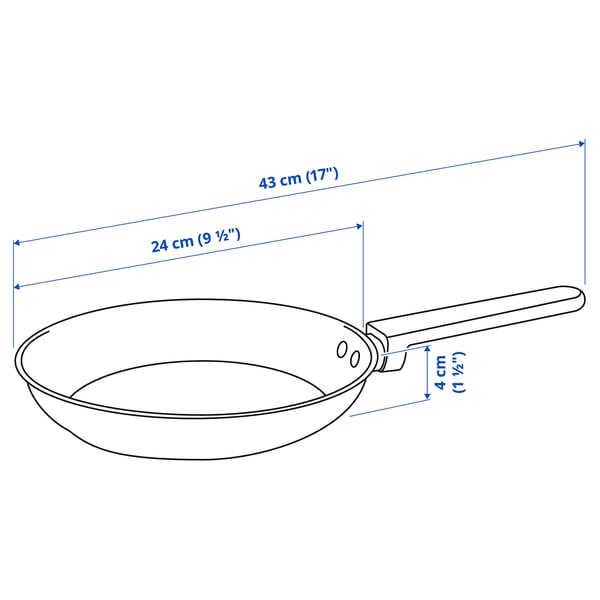 MIDDAGSMAT frying pan, set of 2, non-stick coating/stainless steel