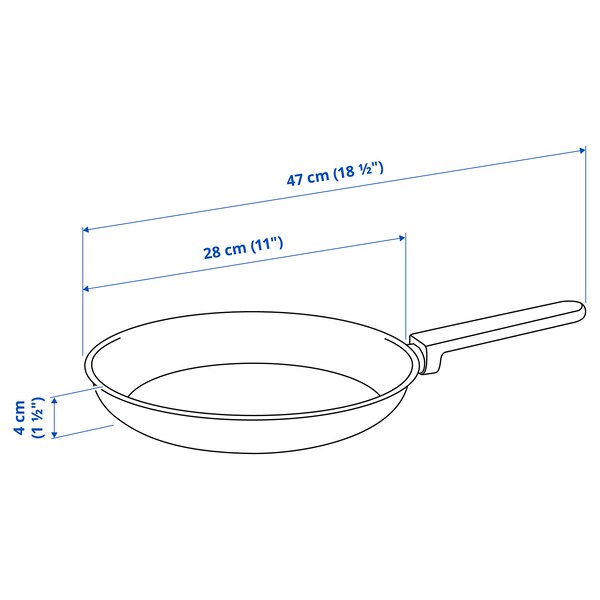 MIDDAGSMAT frying pan, set of 2, non-stick coating/stainless steel