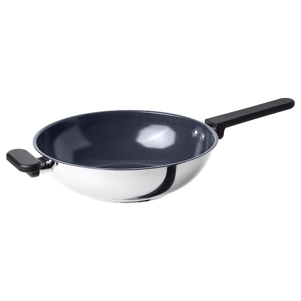 MIDDAGSMAT - Wok, non-stick coating/stainless steel, 28 cm