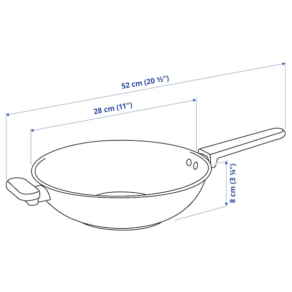 MIDDAGSMAT - Wok, non-stick coating/stainless steel, 28 cm