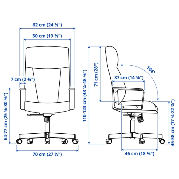 MILLBERGET swivel chair, Murum black, 50x123x70 cm