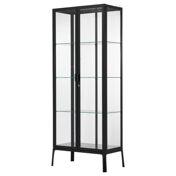 MILSBO glass-door cabinet, anthracite, 73x175 cm