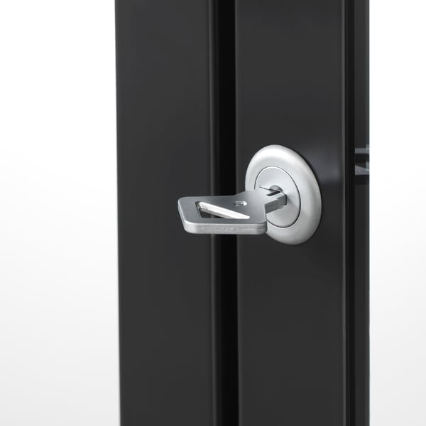 MILSBO glass-door cabinet, anthracite, 73x175 cm