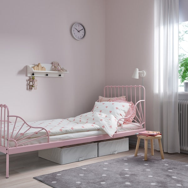 MINNEN - Extendable bed, pale pink, 80x200 cm