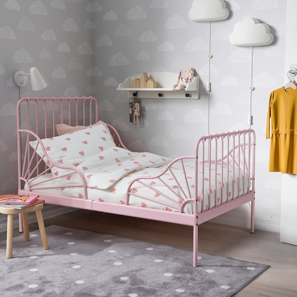 MINNEN - Extendable bed, pale pink, 80x200 cm