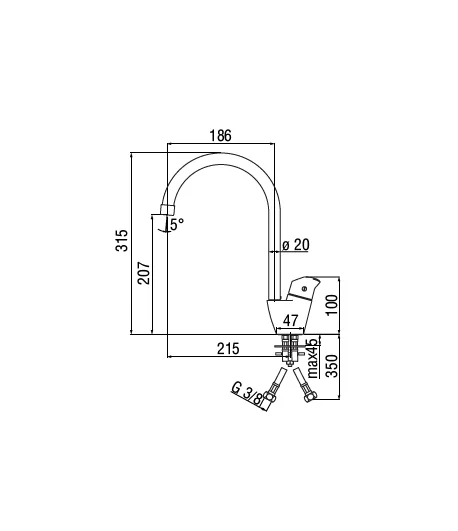Kitchen mixer with swivel spout No