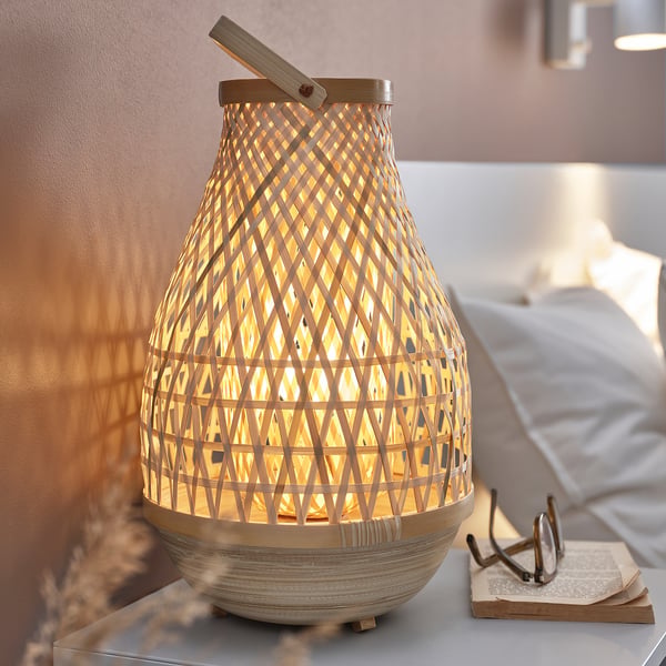 MISTERHULT table lamp, bamboo/handmade, 36 cm