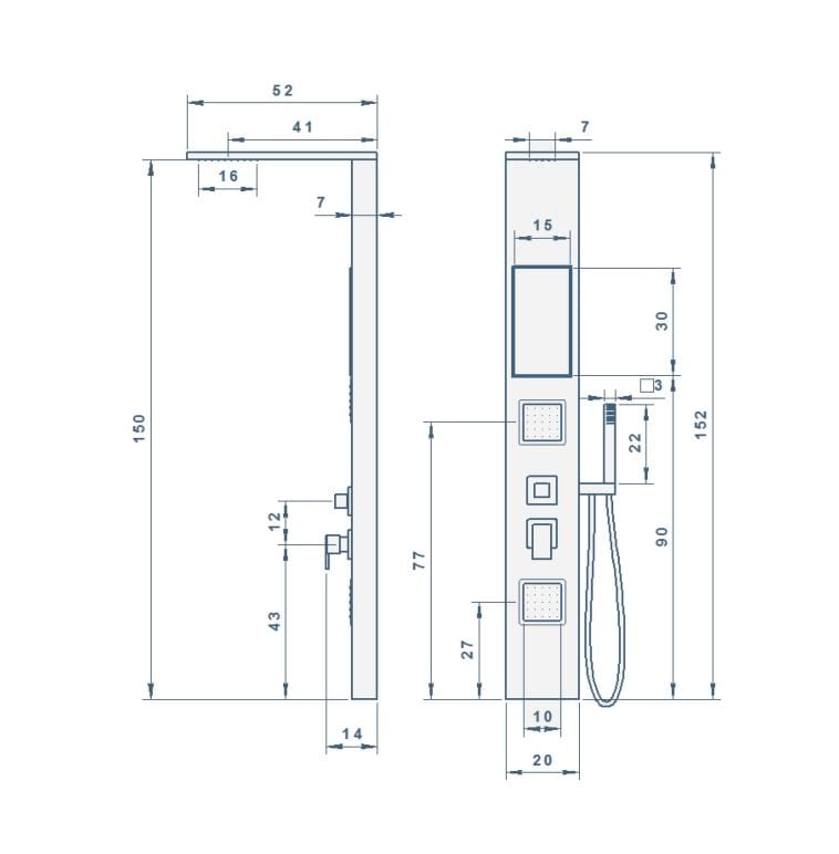 Bricocenter COLONNA DOCCIA IDRO ALLUMINIO NERA KETMIE H152 L. CM 20
