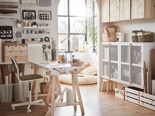 MITTBACK trestle, birch, 58x70/93 cm