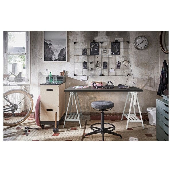 Ikea MITTBACK - Trestle, white solid wood, 58x70/93 cm