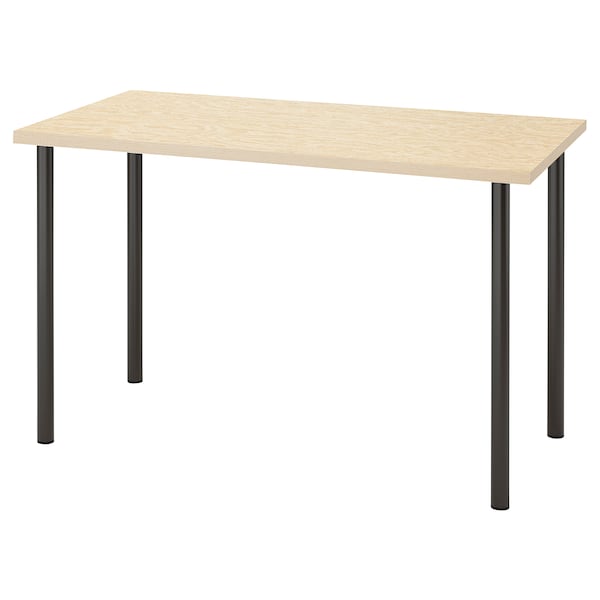 MITTCIRKEL / ADILS - Desk, lively pine effect dark grey, 120x60 cm