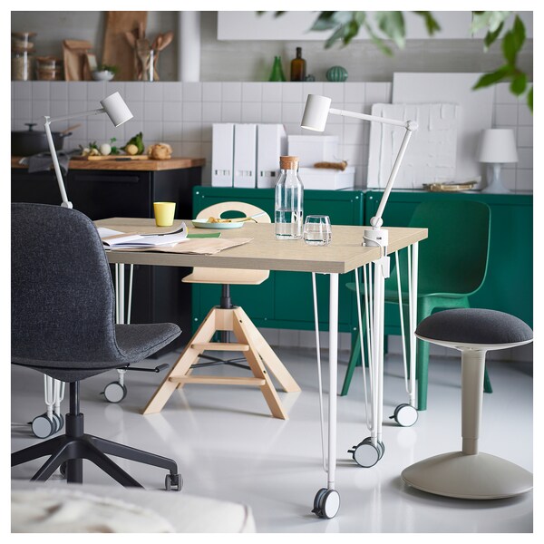 MITTCIRKEL / KRILLE - Desk, lively pine effect white, 120x60 cm