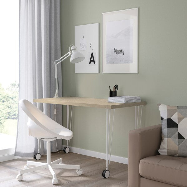 MITTCIRKEL / KRILLE - Desk, lively pine effect white, 120x60 cm