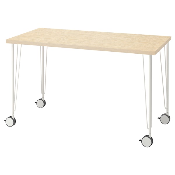 MITTCIRKEL / KRILLE - Desk, lively pine effect white, 120x60 cm