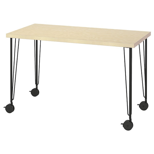 MITTCIRKEL / KRILLE - Desk, lively pine effect black, 120x60 cm