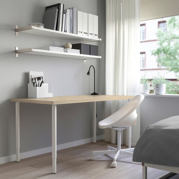 MITTCIRKEL / OLOV desk, lively pine effect/white