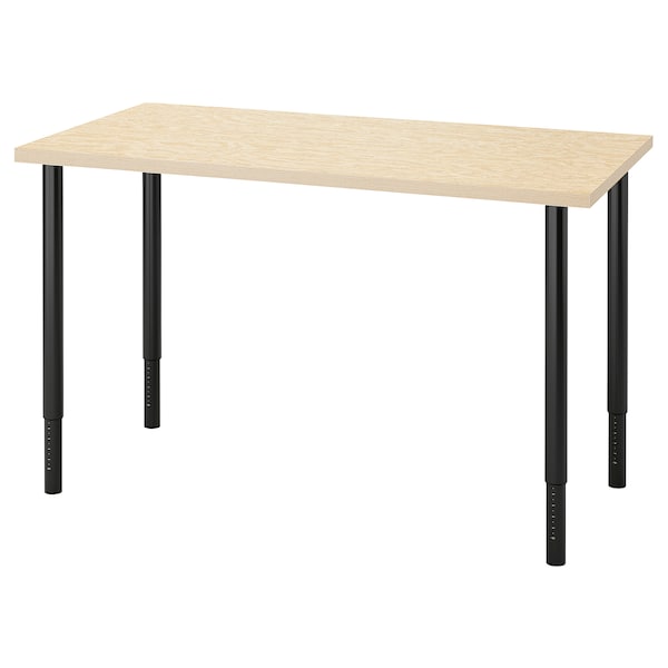 MITTCIRKEL / OLOV - Desk, lively pine effect/black, 120x60 cm