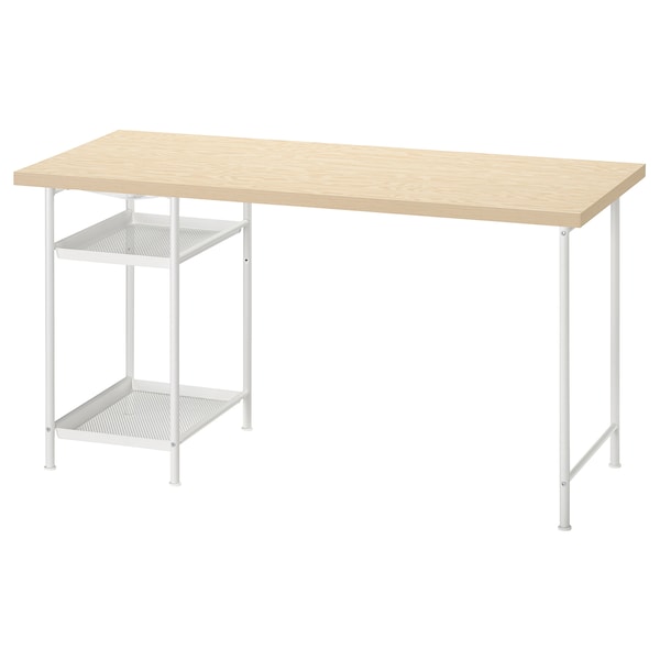 MITTCIRKEL / SPÄND - Desk, lively pine effect/white, 140x60 cm