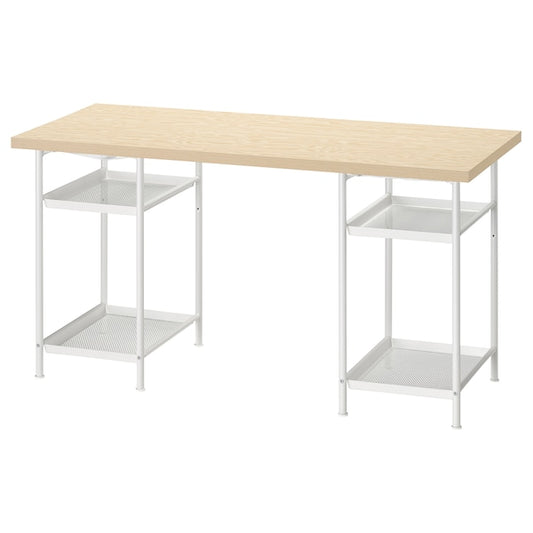 MITTCIRKEL / SPÄND - Desk, lively pine effect/white, 140x60 cm