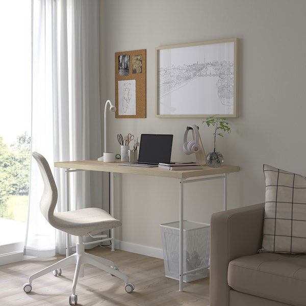 MITTCIRKEL / SPÄND - Desk, lively pine effect/white, 120x60 cm