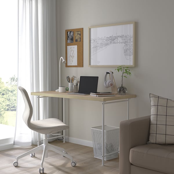 MITTCIRKEL / SPÄND desk, lively pine effect/white