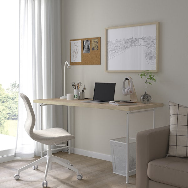 MITTCIRKEL / SPÄND - Desk, lively pine effect/white, 140x60 cm