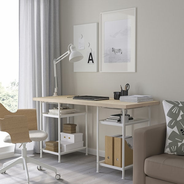 MITTCIRKEL / SPÄND - Desk, lively pine effect/white, 140x60 cm