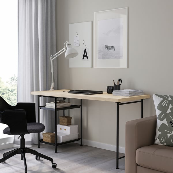 MITTCIRKEL / SPÄND desk, lively pine effect/black