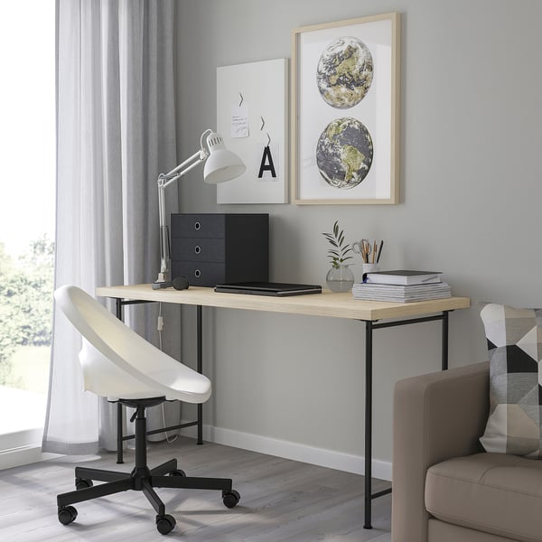 MITTCIRKEL / SPÄND desk, lively pine effect/black