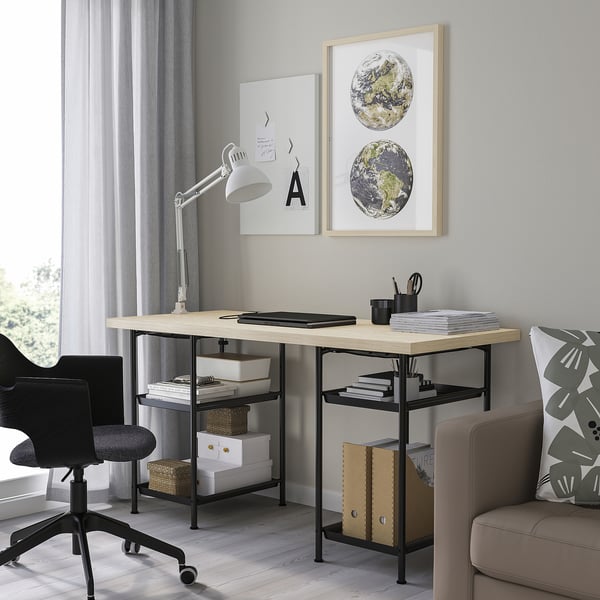 MITTCIRKEL / SPÄND desk, lively pine effect/black
