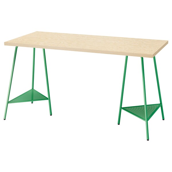 MITTCIRKEL / TILLSLAG - Desk, lively pine effect/green, 140x60 cm