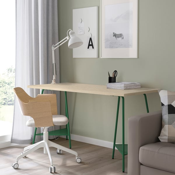 MITTCIRKEL / TILLSLAG desk, lively pine effect/green