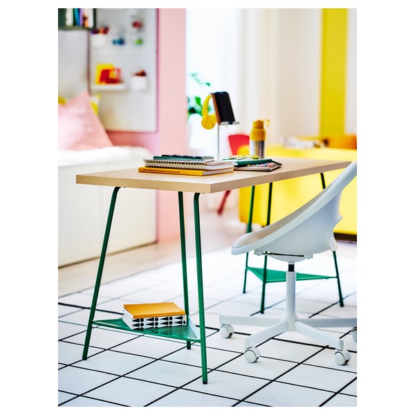 MITTCIRKEL / TILLSLAG desk, lively pine effect/green
