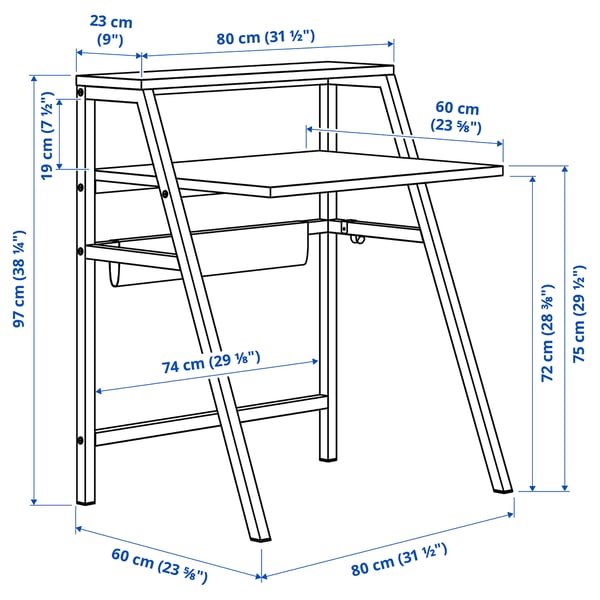 MITTPLAN desk, white, 80x60 cm