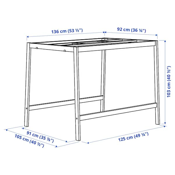 MITTZON - Base for meeting table, black, 140x108x103 cm