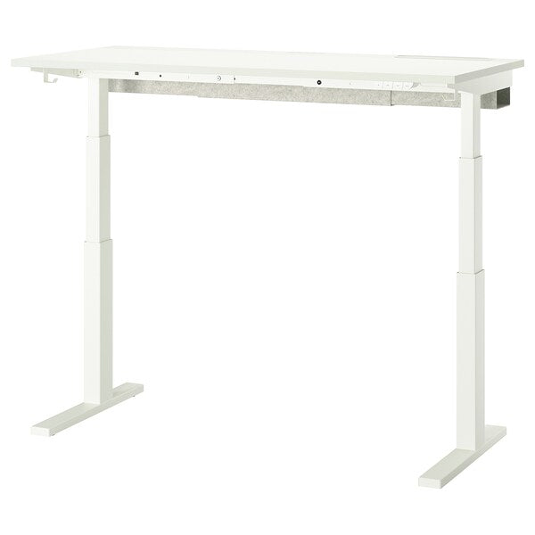 MITTZON - Adjustable height desk base, electric/white, 120/140/160x60 cm