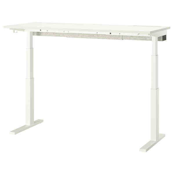 MITTZON - Adjustable height desk base, electric/white, 120/140/160x60 cm