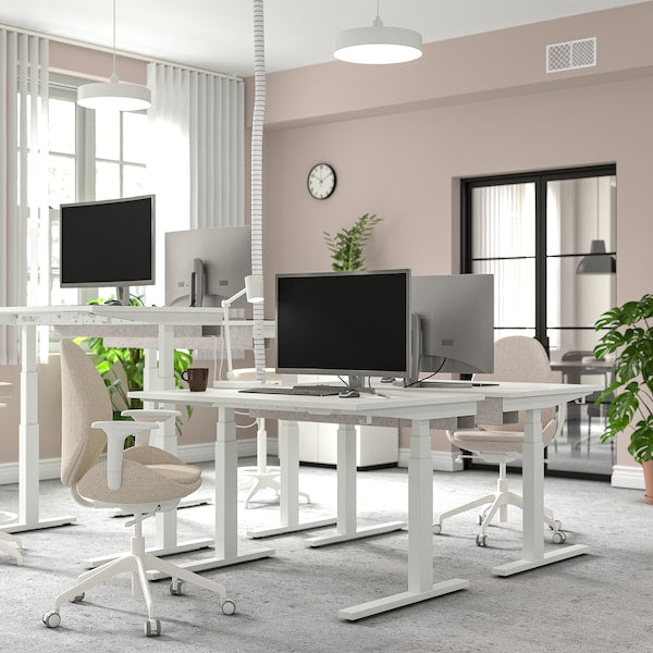 MITTZON - Adjustable height desk base, electric/white, 120/140/160x60 cm