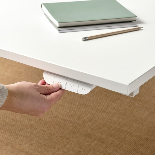 MITTZON - Adjustable height desk base, electric/white, 120/140/160x80 cm